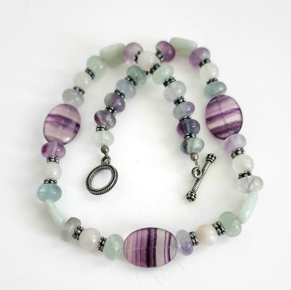 VTG natural Fluorite gemstone handmade necklace 19" - Picture 14 of 14